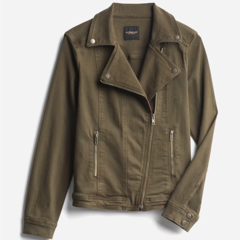 Liverpool Moto Blazer, Jacket L, Olive NWT